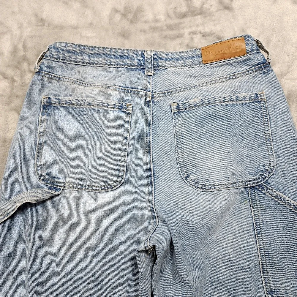 Organic Blue‎ Jeans Womens 7/28 Blue High Rise Relaxed Straight Carpenter Denim